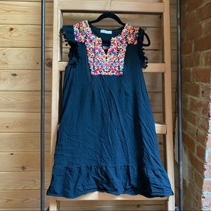 Bearly Nursing Wear medium embroidered black breastfeeding nursing dress